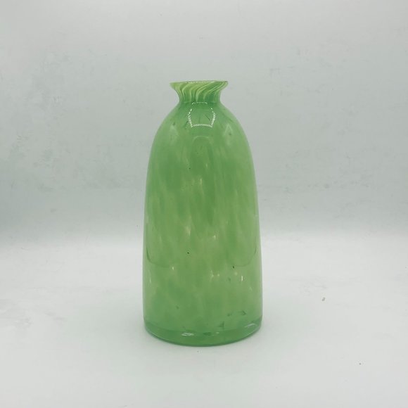Reverse Painted Lime Green Art Glass Vase Decor - Picture 1 of 5